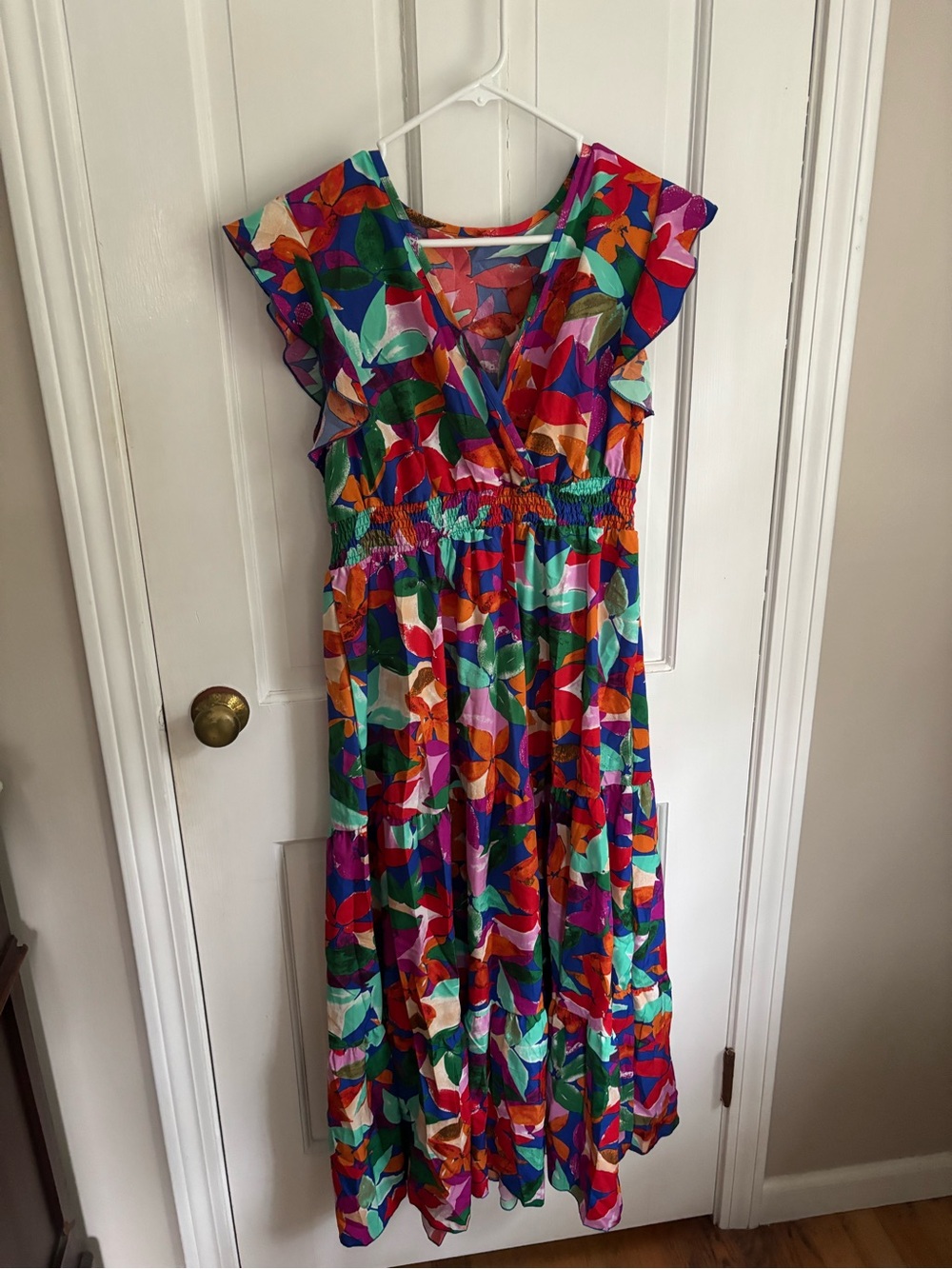 SHEIN Multicolor Floral-Print V-Neck Maxi Dress